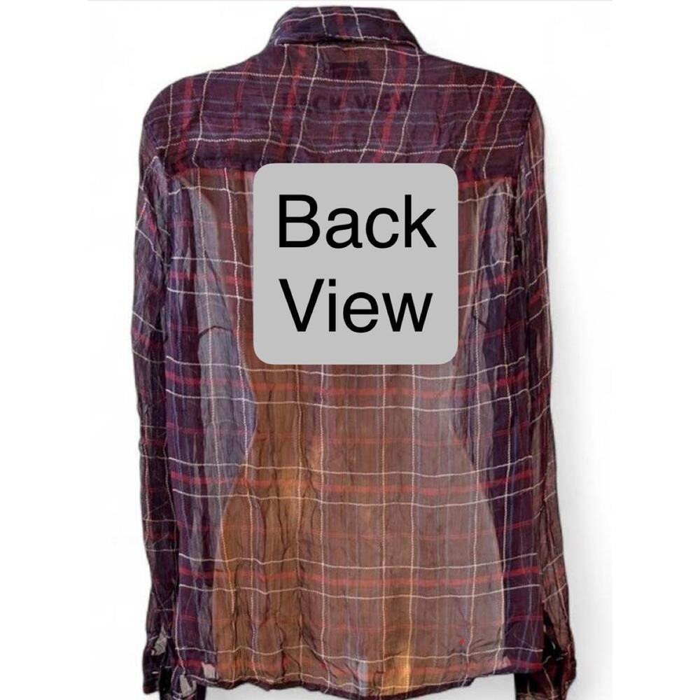 Bdg see through purple plaid button... - Picture 2 of 5